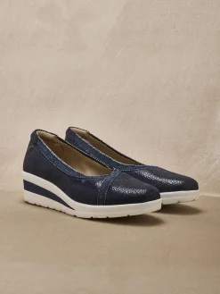 New Ballerines compensées pourtour élastiqué Femme Ballerines