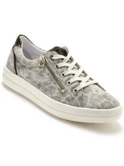 New Baskets cuir avec zip et lacets Femme Baskets, Derbies