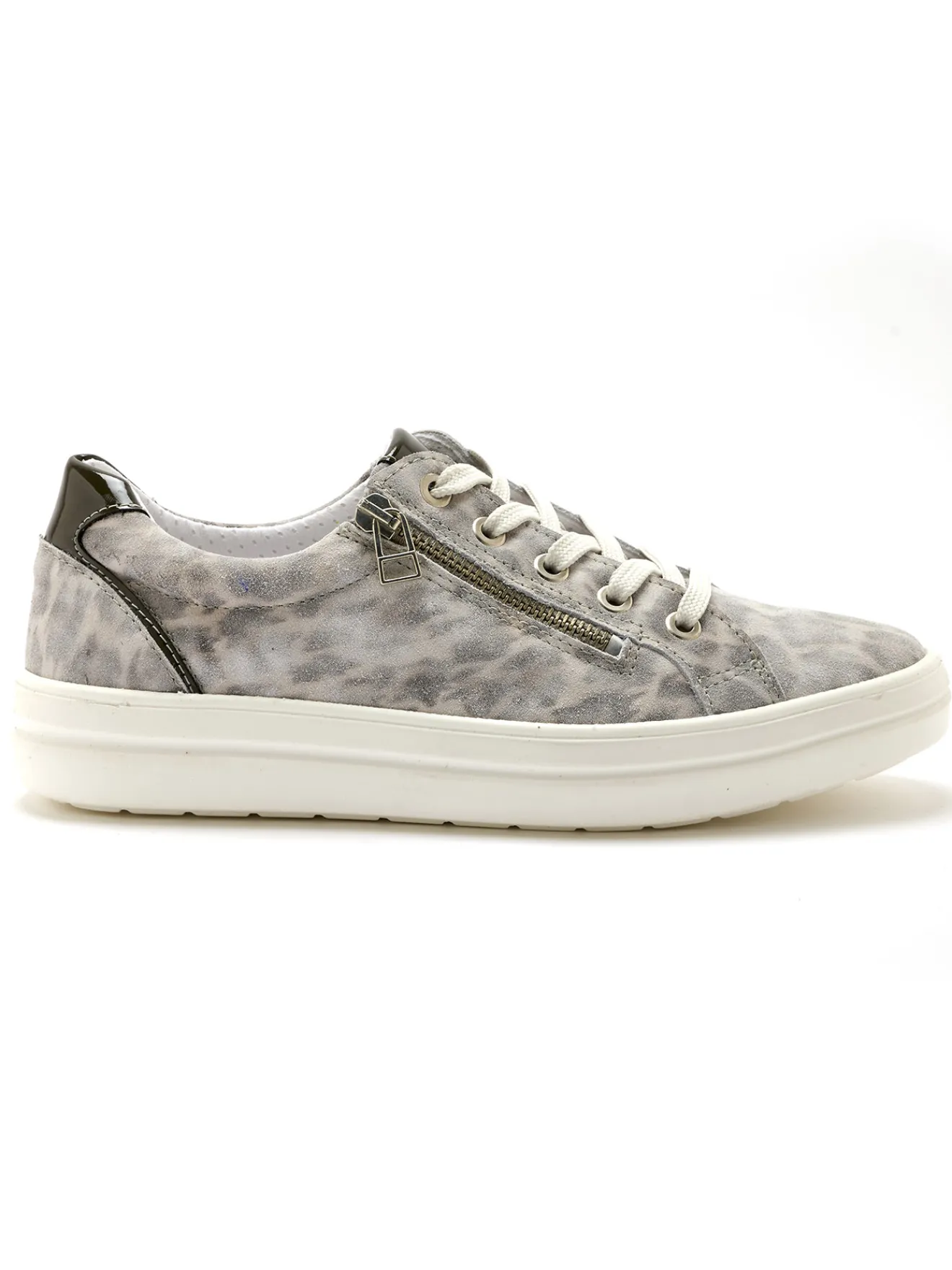 New Baskets cuir avec zip et lacets Femme Baskets, Derbies