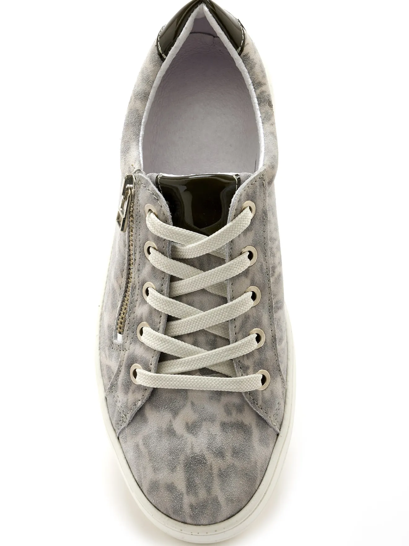 New Baskets cuir avec zip et lacets Femme Baskets, Derbies