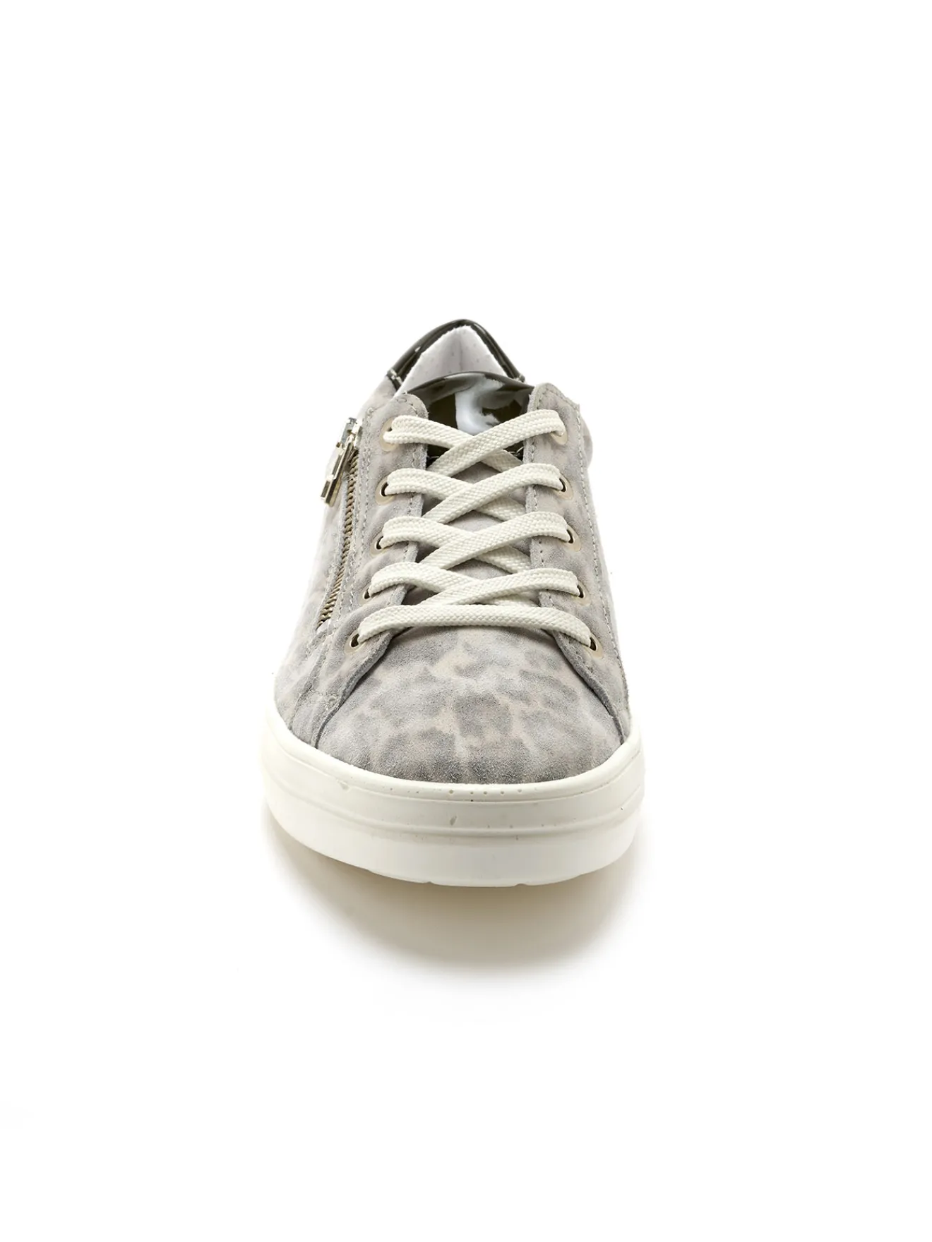 New Baskets cuir avec zip et lacets Femme Baskets, Derbies