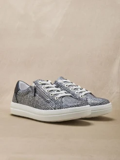 Baskets cuir avec zip et lacets Femme Baskets, Derbies