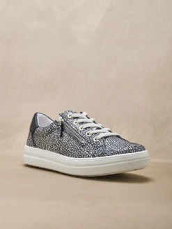 Baskets cuir avec zip et lacets Femme Baskets, Derbies