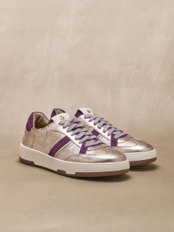 Discount Baskets cuir effet métallisé Femme Baskets, Derbies