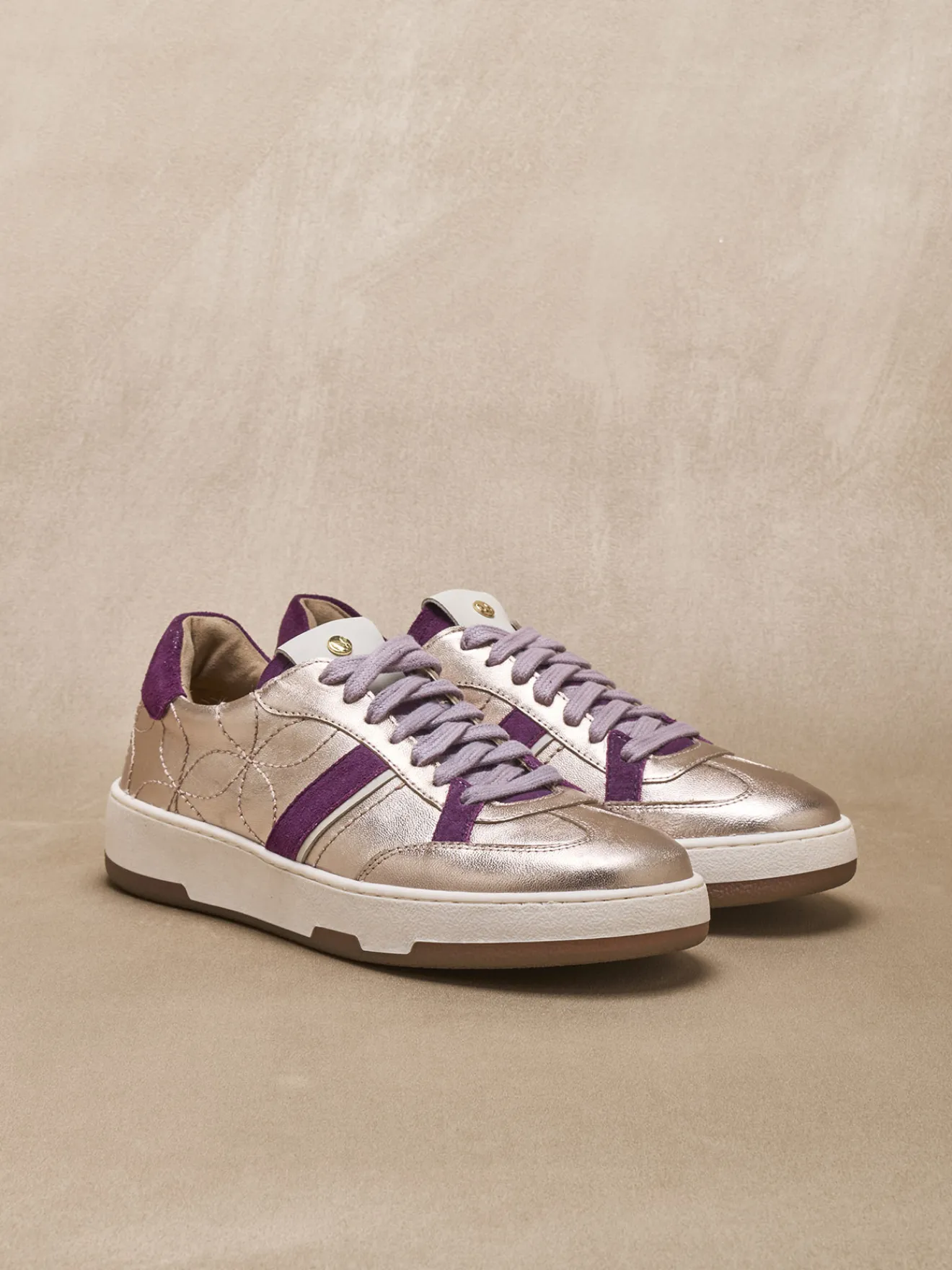 Discount Baskets cuir effet métallisé Femme Baskets, Derbies