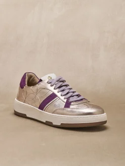 Discount Baskets cuir effet métallisé Femme Baskets, Derbies