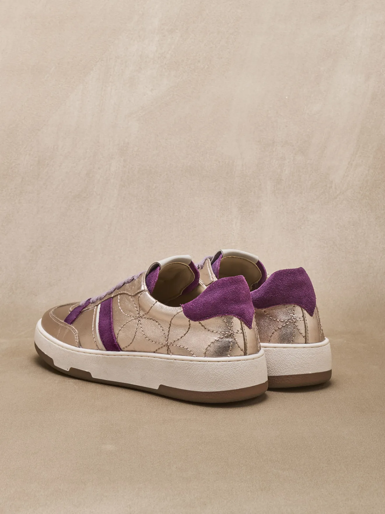 Discount Baskets cuir effet métallisé Femme Baskets, Derbies