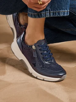 New Baskets cuir et textile Femme Baskets, Derbies