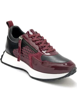 Clearance Baskets zippées cuir lisse et verni Femme Baskets, Derbies