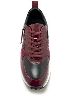 Clearance Baskets zippées cuir lisse et verni Femme Baskets, Derbies