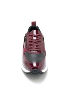 Clearance Baskets zippées cuir lisse et verni Femme Baskets, Derbies