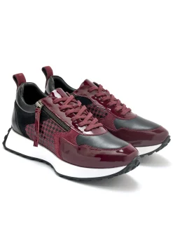 Clearance Baskets zippées cuir lisse et verni Femme Baskets, Derbies