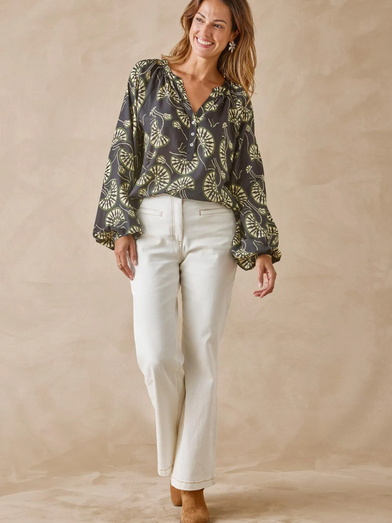 Clearance Blouse à fronces manches longues Femme Chemisier, Blouse