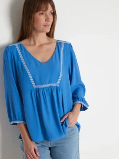 Online Blouse ample en crêpe Femme Tunique|Chemisier, Blouse