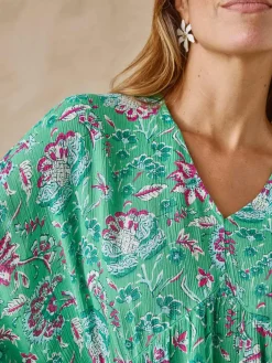 Discount Blouse ample en crêpe fluide Femme Chemisier, Blouse