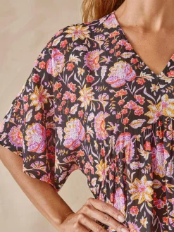 Discount Blouse ample en crêpe fluide Femme Chemisier, Blouse