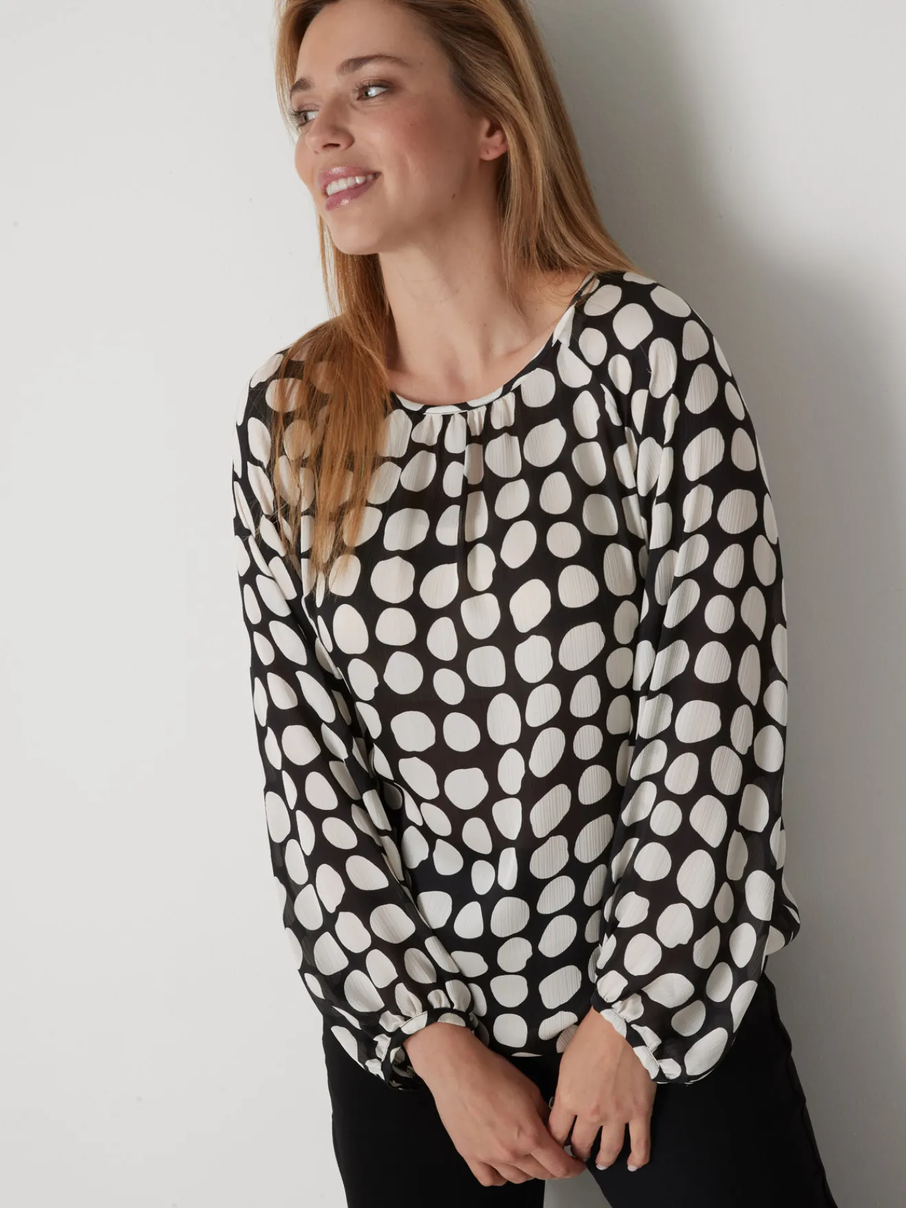 Outlet Blouse ample voile satiné Femme Tunique|Chemisier, Blouse