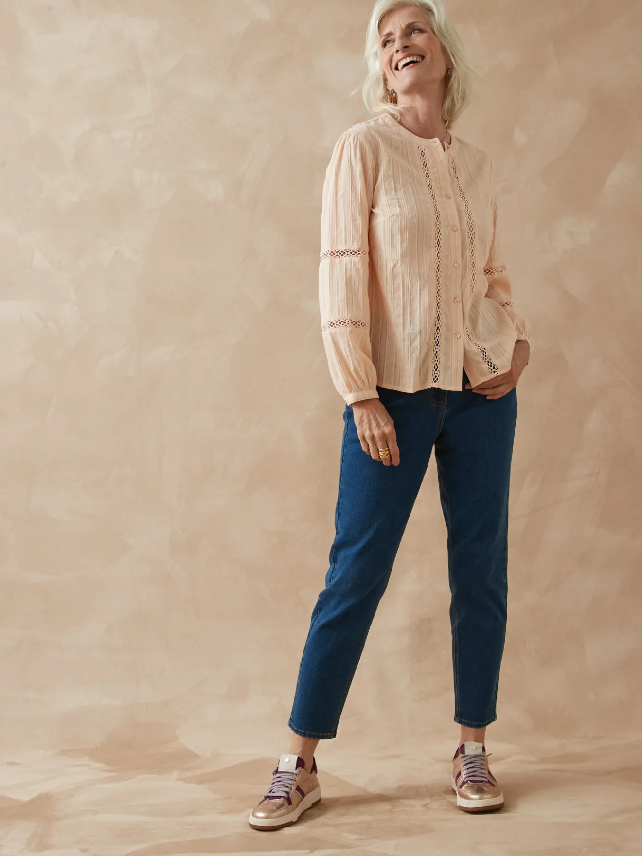 Sale Blouse avec jeu de macramé Femme Tunique|Chemisier, Blouse