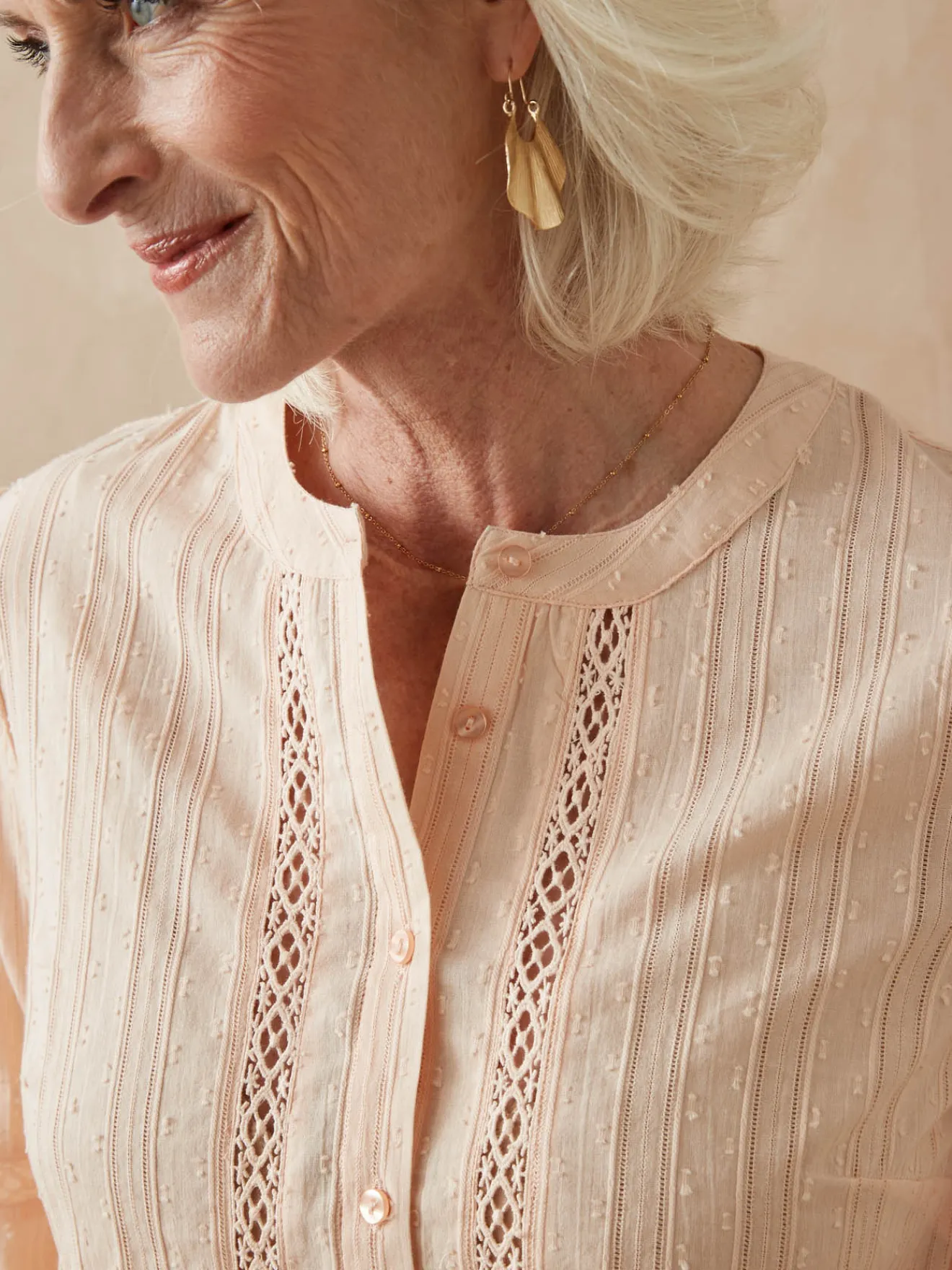 Sale Blouse avec jeu de macramé Femme Tunique|Chemisier, Blouse