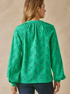 Blouse en brooderie anglaise Femme Chemisier, Blouse