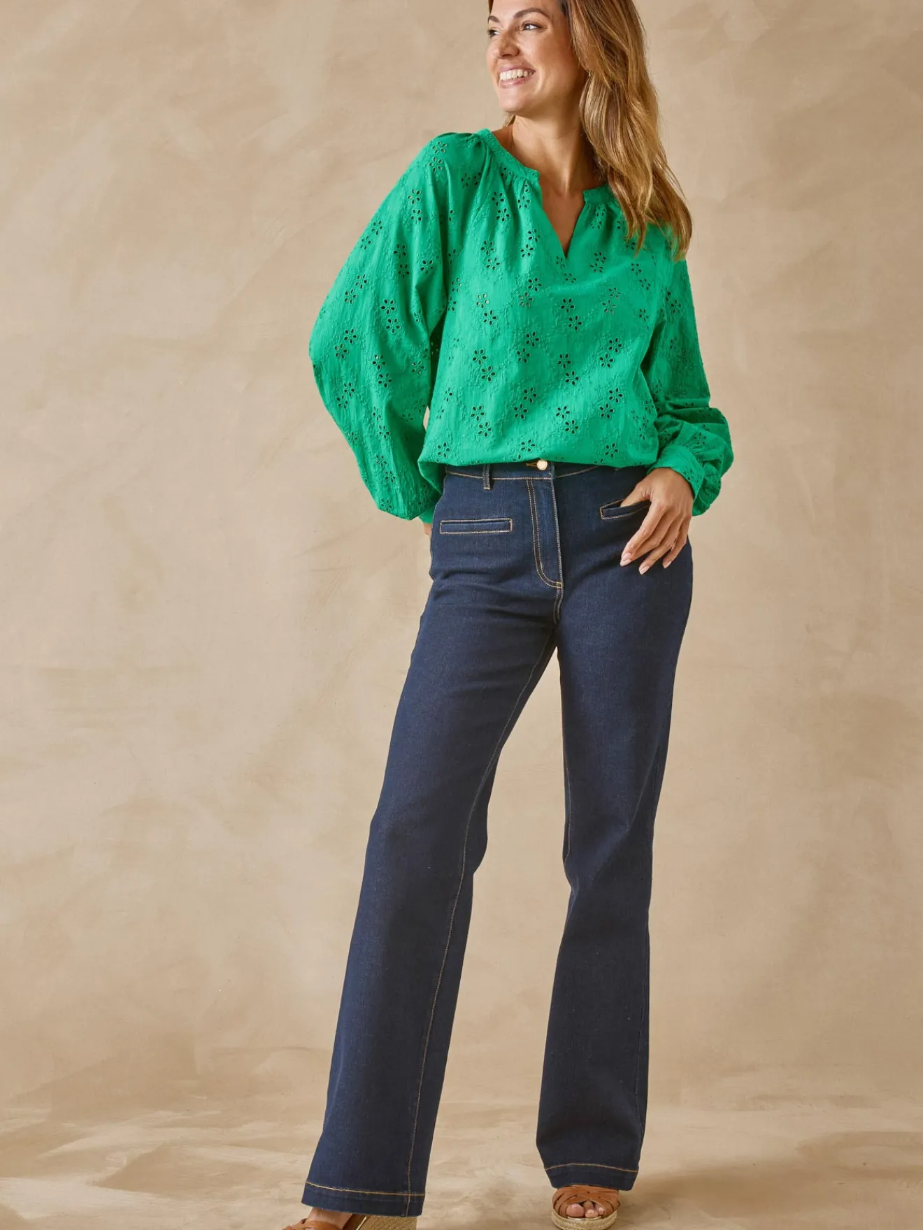 Blouse en brooderie anglaise Femme Chemisier, Blouse