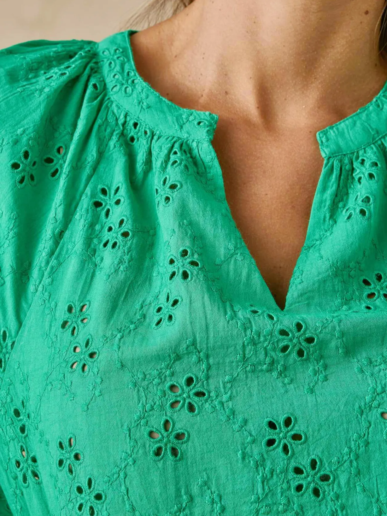 Blouse en brooderie anglaise Femme Chemisier, Blouse