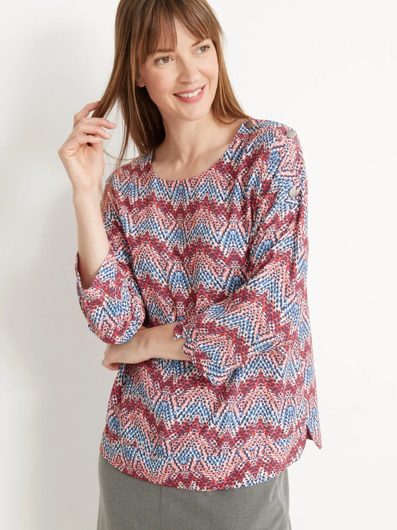 New Blouse en crêpe fluide Femme Tunique|Chemisier, Blouse