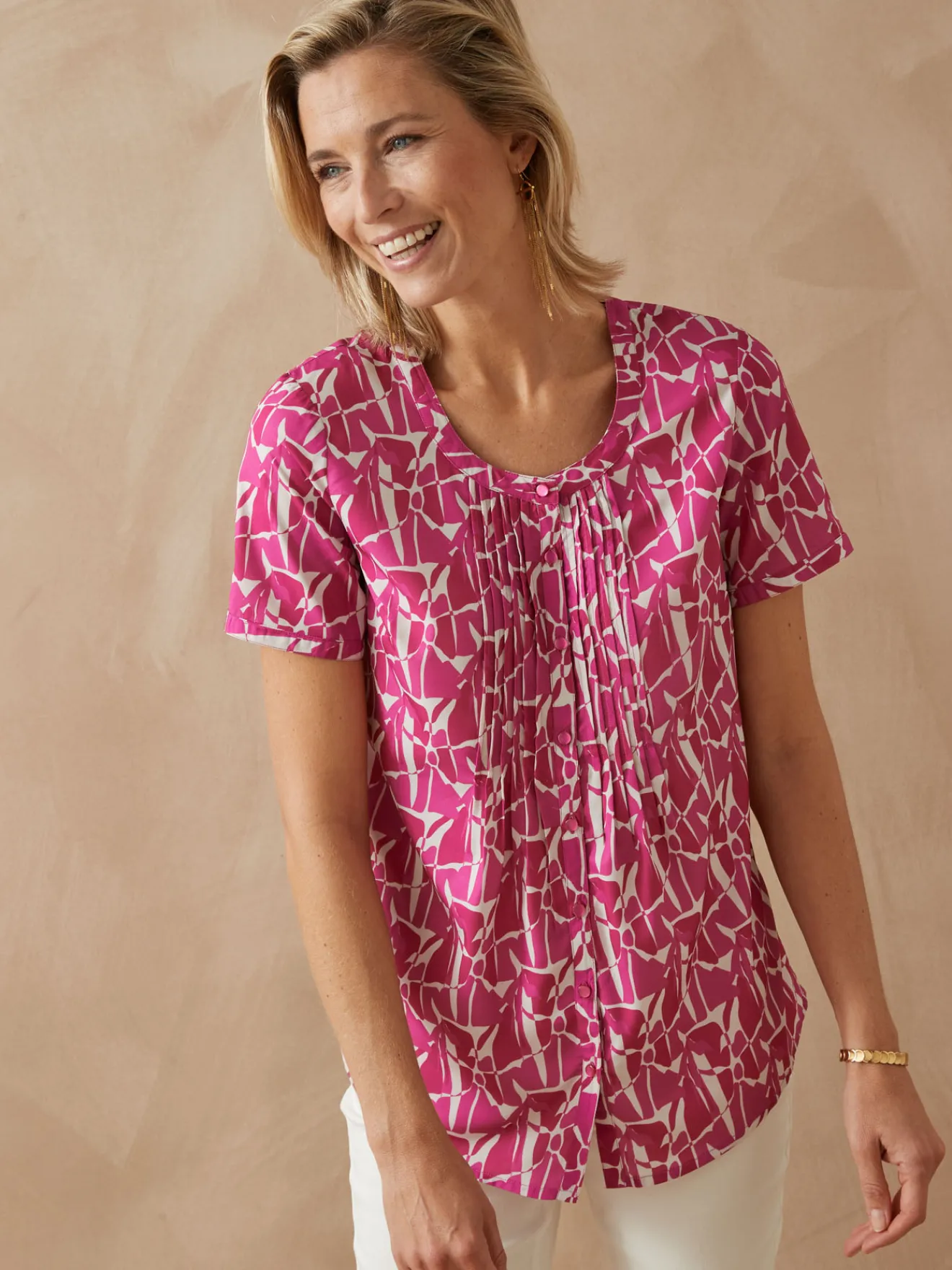 Discount Blouse en microfibre manches courtes Femme Chemisier, Blouse