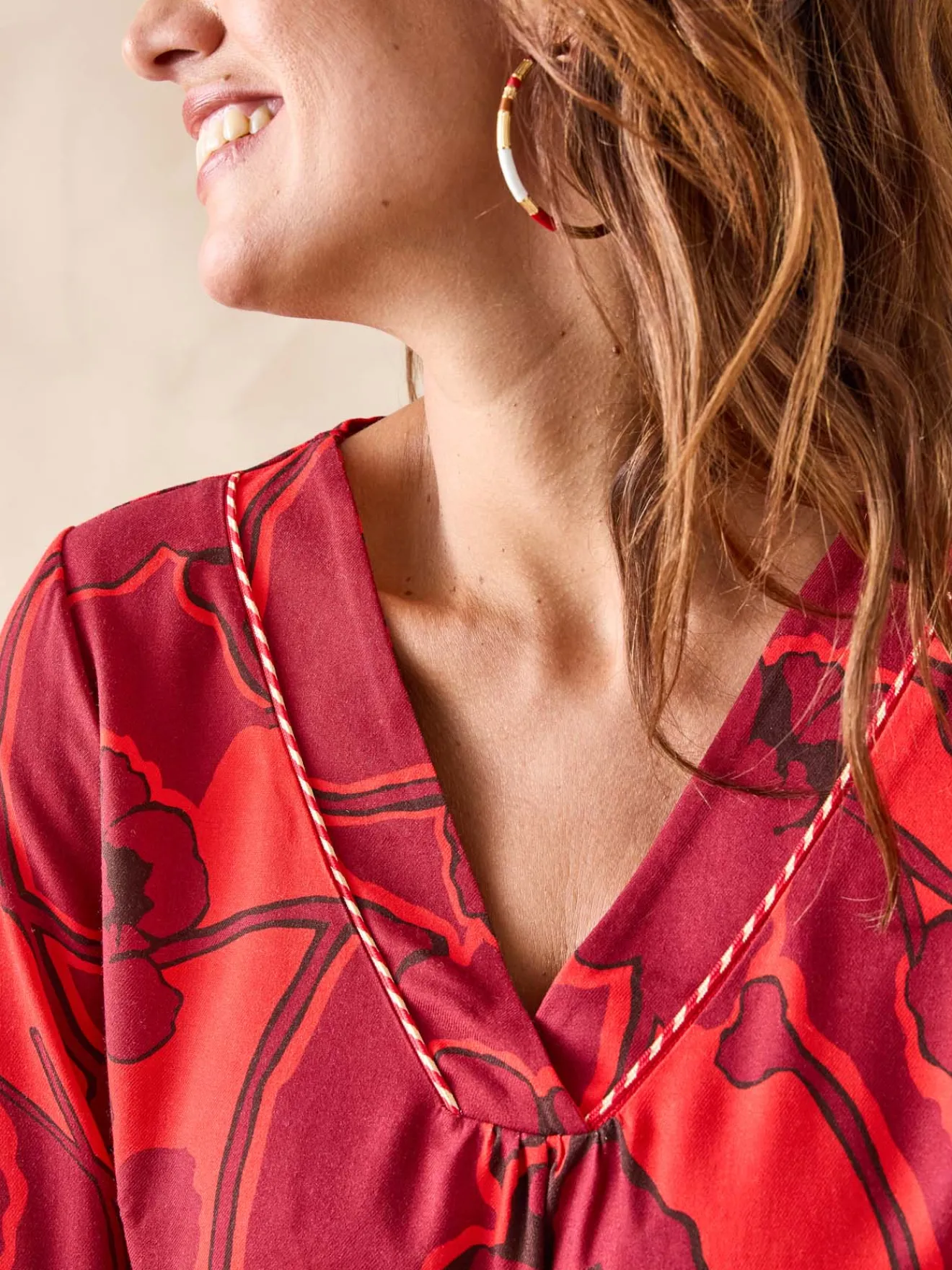 Blouse encolure V Femme Tunique|Chemisier, Blouse