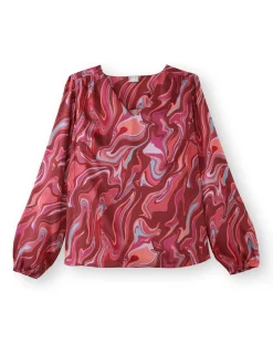 Sale Blouse fluide encolure V Femme Tunique|Chemisier, Blouse