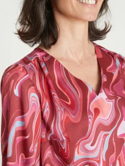 Sale Blouse fluide encolure V Femme Tunique|Chemisier, Blouse