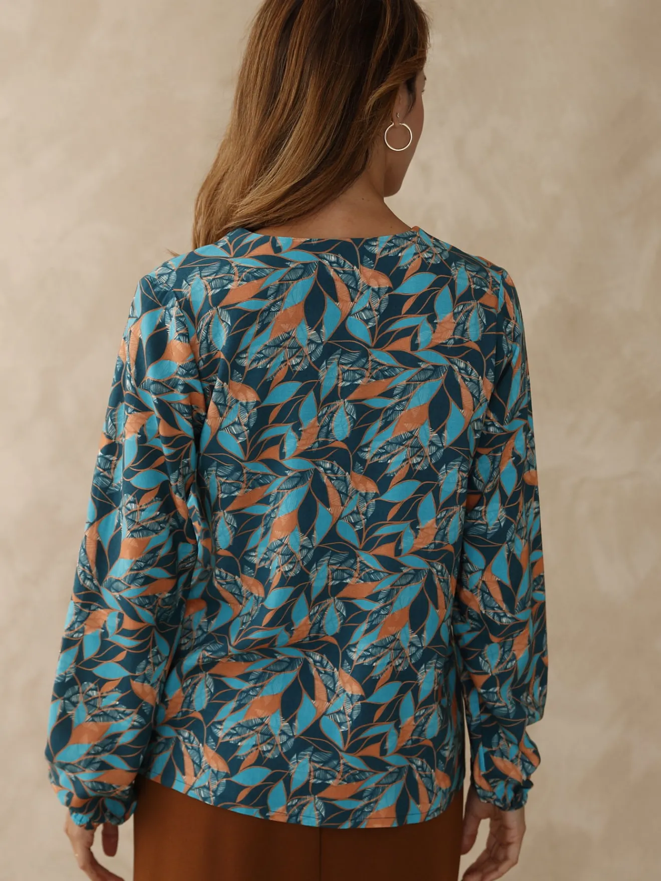 Online Blouse fluide encolure V Femme Tunique|Chemisier, Blouse