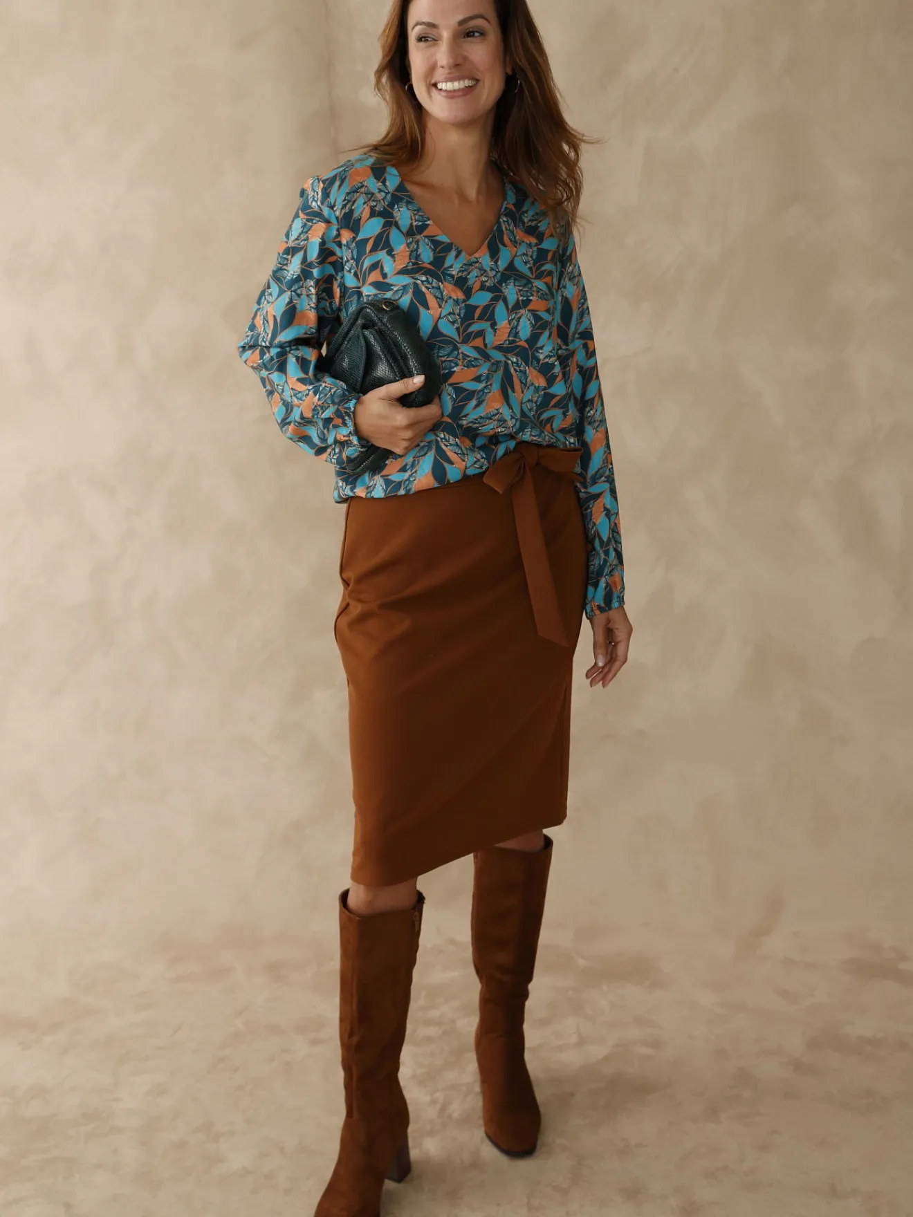 Online Blouse fluide encolure V Femme Tunique|Chemisier, Blouse