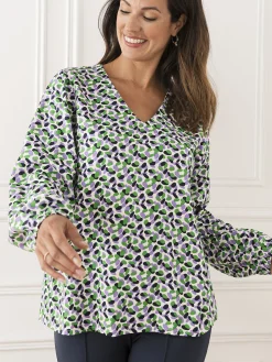 Discount Blouse fluide encolure V Femme Tunique|Chemisier, Blouse