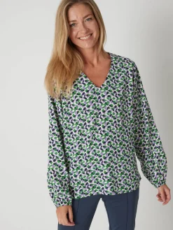 Discount Blouse fluide encolure V Femme Tunique|Chemisier, Blouse