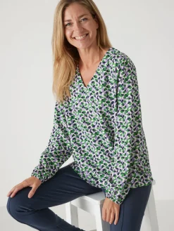 Discount Blouse fluide encolure V Femme Tunique|Chemisier, Blouse