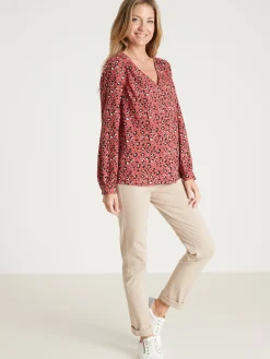 Sale Blouse fluide encolure V Femme Tunique|Chemisier, Blouse