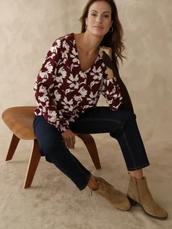 Discount Blouse fluide encolure V Femme Tunique|Chemisier, Blouse