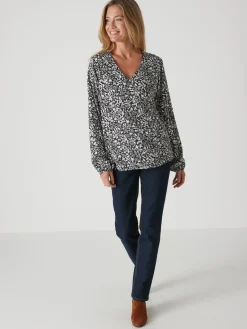Sale Blouse fluide encolure V Femme Tunique|Chemisier, Blouse