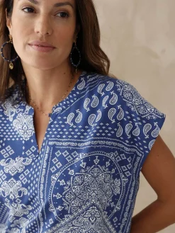 Outlet Blouse fluide manches T Femme Chemisier, Blouse