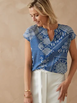 Outlet Blouse fluide manches T Femme Chemisier, Blouse