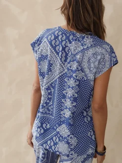 Outlet Blouse fluide manches T Femme Chemisier, Blouse