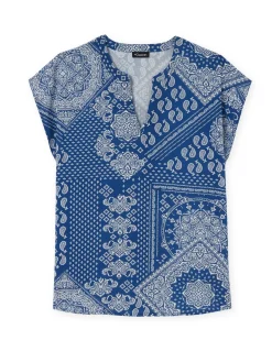 Outlet Blouse fluide manches T Femme Chemisier, Blouse