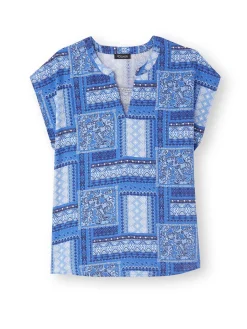 Outlet Blouse fluide manches T Femme Chemisier, Blouse