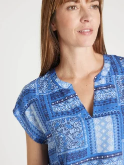 Outlet Blouse fluide manches T Femme Chemisier, Blouse