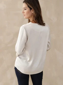 Sale Blouse manches 3/4 effet satiné Femme Tunique|Chemisier, Blouse