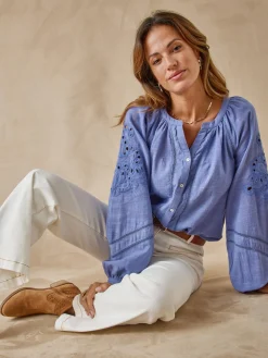 Clearance Blouse manches brodées Femme Chemisier, Blouse