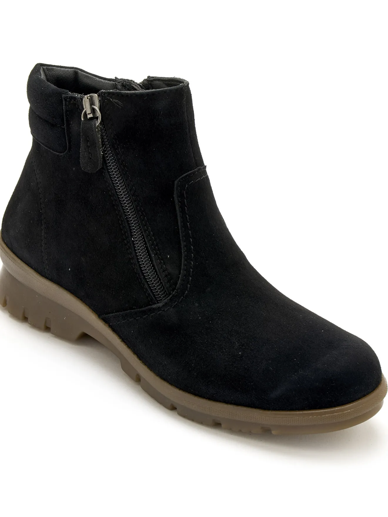 Boots en cuir extensible double zip Femme Boots