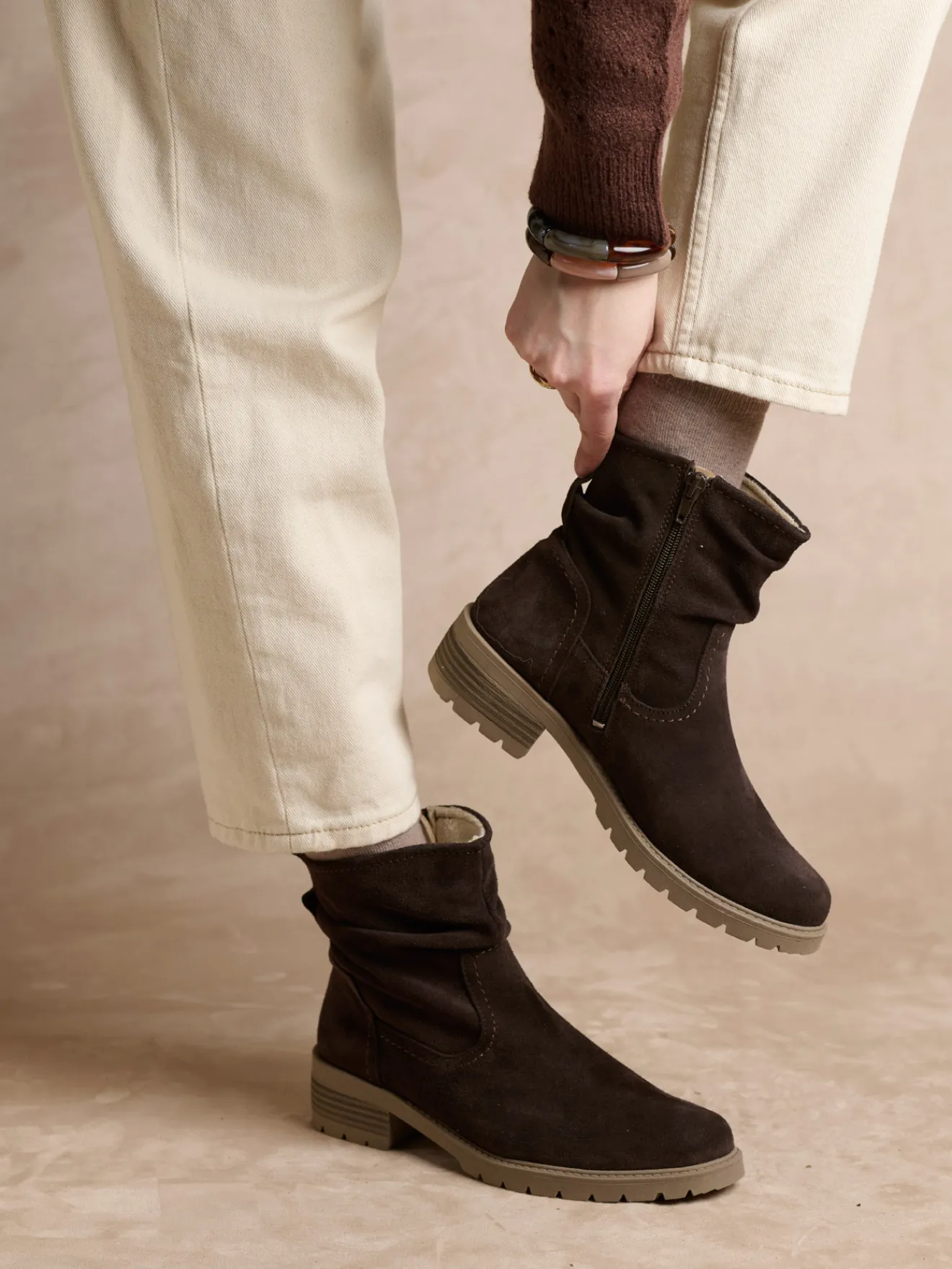 Best Boots molletonnées effet plissé Femme Boots