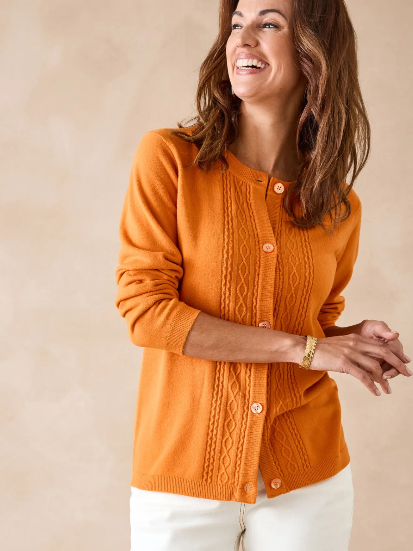 Cardigan avec jeux de torsades Femme Gilet